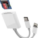USB C Lightning to SD Micro SD Card Reader Adapter for iPhone 16 15 14 Pro Max TF Memory Type C Dual Connector for Apple Compatible with Samsung MacBook for IPad 10 Android Camera Transfer Computer