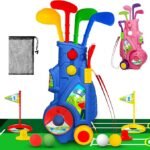 GMAOPHY Toddler Golf Set - Kids Golf Clubs with 6 Balls, 4 Golf Sticks, 2 Practice Holes and a Putting Mat - Promotes Physical & Mental Development - Toys for 2 3 4 5 Year Old Boys