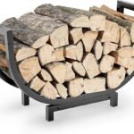 Firewood Rack Outdoor and Indoor Firewood Storage，Heavy DutyDouble Coated Fire Wood Rack，Waterproof Rustproof Stable Log Holder and Fireplace Decor Organizer-Black (24 INCH-Black)