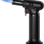 Sondiko Blow Torch with Visible Fuel Window S907, Refillable Butane Torch Lighter with Safety Lock and Adjustable Flame, Fit All Butane Tanks Kitchen Torch for Kitchen, DIY