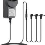 tunghey Guitar Pedal Power Supply Adapter 9V DC 1A Tip Negative, 3 Way Daisy Chain Cables, Power Adapter for Guitar Pedal Bass Effect Pedal Board (9V1Adapter and 1to3)