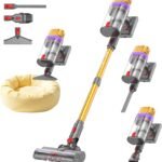 Vistefly V15 Ultra Cordless Vacuum Cleaner, Powerful 600W/58KPa/75Mins Wireless Vacuum with Dual Screen and Dual-Bin, Self-Standing, Anti-Tangle, for Hard Floors, Carpets, for Pet Hair