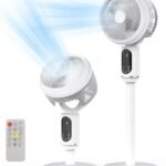 Pedestal Fans Quiet Air Circulating Fan with Remote Control for Bedroom Cooling and Air Circulator, Adjustable Height, Timer and Auto Off,Floor and desk dual-use