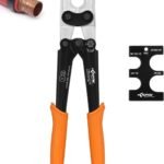 KF CPTEC PEX Crimping Tool Set, 1/2 inch & 3/4 inch (16 mm & 20 mm) Copper Crimp Ring Crimper with Go/No-Go Gauge, ASTM F1807 Compliant, for PEX Pipe Plumbing Installation & Repair