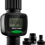 RESTMO Water Flow Meter, High Measure Accuracy, Measure Gallon/Liter Consumption and Flow Rate for Garden Hose Watering, RV Water Tank Filling, Lawn Sprinkler, Irrigation System