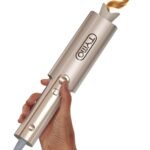 TYMO CurlPro Plus Curling Iron Curling Tong Hair Curler, Automatic Rotating, Long Barrel, Ceramic, 600M Ionic, Dual Voltage, for Long Hair, Anti-Scald, Tangle-Free, Upgraded, for Women, Gold, 25mm