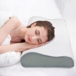 Fityou Sleeping Pillow, Memory Foam Bed Pillows Ergonomic Cervical Orthopedic Sleeping Pillow for Adults Kids- Prevents Back Neck Pain-Soft Removable Washable Pillow Cover (White-Gray)
