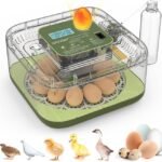12 Egg Incubator with Automatic Turning, Temperature and Humidity Control, LED Egg Candler, and Auto Water Addition, for Hatching Chicken, Goose, Duck, Quail, Pigeon, and Turkey Eggs