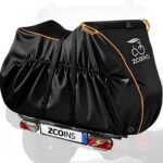 600D Oxford Heavy Duty Waterproof Bike Cover for Transport on Rack for 2 Bikes on Rear Rack, Bicycle Cover for Transportation with Adjustment Straps and Transport Bag Lock-Holes
