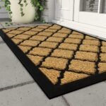 Outdoor Mats for Front Door Trap Dirt, 60x90cm Heavy Duty Front Door Mat Outside Non Slip Washable, Entrance Door Mats, Waterproof Rubber Back Door Mat, Coco Coir Yellow Brown.