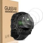 [3 Pack] for Garmin Instinct 3 (45mm) AMOLED/Solar Screen Protector,9H Hardness Scratch Resistant Anti-bubbles Anti-Fingerprint Tempered Glass Screen Protector Protective Film Cover for Garmin Instinct 3 (45mm) AMOLED/Solar