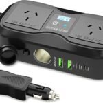200W Car Power Inverter, 7 in 1 Fast Charging Car Charger, DC 12V to 240V AC Car Plug Adapter Outlet with 10A Cigarette Lighter Splitter / 2 USB-A (18W) & Type-C Ports (20W) for Car Devices
