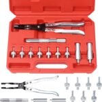 Glarks 11Pcs Valve Seal Remover and Installer Kit, Professional Valve Stem Seal Removal Tool Kit with Pliers, Drive Handle, Sockets and Seal Adapters for Auto Car Truck Motorcycle Repair