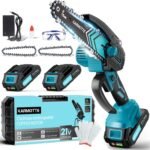 Mini Chainsaw Cordless 6 Inch, Handhled Chainsaw with 2 Batteries & Oiling System, Electric Chain saw for Tree/Wood Cutting, Christmas Birthday Gifts for Men Dad Him Stocking Stuffers