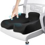 Benazcap Memory Seat Cushion for Office Chair Pressure Relief Sciatica & Tailbone Pain Relief Memory Foam Firm Coccyx Pad for Long Sitting, for Office Chair, Gaming Chair and Car Seat, Black