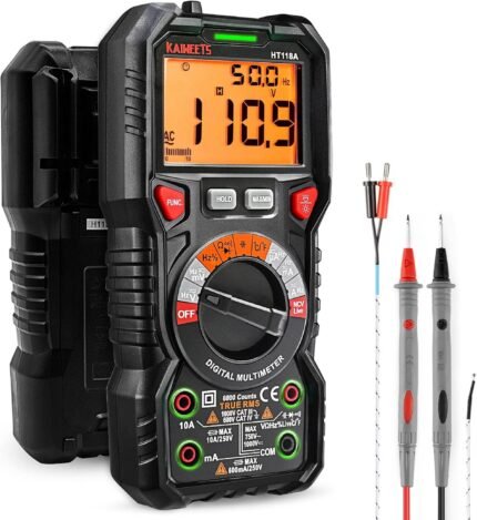 KAIWEETS Digital Multimeter TRMS 6000 Counts Ohmmeter Auto-Ranging Fast Accurately Measures Voltage Current Amp Resistance Diodes Continuity Duty-Cycle Capacitance Temperature for Automotive