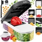 fullstar Vegetable Chopper - Cutter, Food Chopper, Veggie Onion with Container, Slicer, Mandoline Slicer 6 Inserts, Gray (FSCH0051)