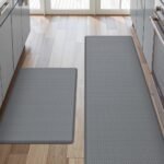 DEXI 2PCS Kitchen Rugs and Mats Cushioned Anti Fatigue Comfort Mat Non Slip Standing Rug 2 Pieces Set, 44x75cm+44x150cm, Grey