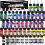 FansArriche Airbrush Paint, 44 Colors with 6 Thinners Acrylic Air Brush Paint Set, Ready to Spray Water-Based Opaque & Neon & Iridescent Acrylic Paint for Beginners, Artists, 20 ml/Bottle