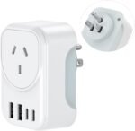 US Travel Adapter, AU to USA Universal Travel Plug with 2 USB C Ports and 2 USB A Fast Charging, Type-B Power Plug for America, Canada, Mexico, Colombia, Thailand