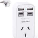 One Beat AU to EU Travel Adapter,Type E/F International Power Adapter with 4 USB(2USB C),European Travel Accessories,European Plug Adapter for Bali Germany Spain France Greece Netherlands Turkey