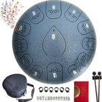 Steel Tongue Drum 12 inch 13-Note C Key Handpan - Premium Carbon Steel Rain Drum for Sound Healing & Music Therapy | Complete Kit with Mallets, Carry Bag, Music Book | Love