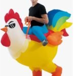 Inflatable Rooster Costume Ride on Chicken Costume Adult Halloween Costumes for Men Women Blow up Costumes