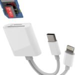 USB C Lightning to SD Micro SD Card Reader Adapter for iPhone 16 15 14 Pro Max TF Memory Type C Dual Connector for Apple Compatible with Samsung MacBook for IPad 10 Android Camera Transfer Computer