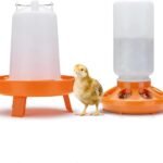 Automatic Chicken Feeder and Chicken Waterer Kit,1L Chick Feeder and 1.5L Chick Waterer Dispenser,Easy Clean Plastic