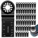 50Pcs Oscillating Multitool Blades, Quick Release Multi Tool Blades for Wood/Plastic/Hard Material, Universal Fit Oscillating Tool Blades Compatible with Most Major Brands