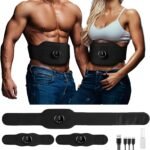 oolong EMS Muscle Stimulator,Upgraded 3pcs Abs Stimulator,Electric Ab Machine Trainer Belts USB Waist Belly Weight Loss Home Gym Fitness Strength Waist Trainer Workout Equipment for Men and Women