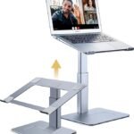 Adjustable Laptop Stand for Desk, DJ Laptop Riser, Standing Desk Converter, Support Working on Computer Standing, Compatible with MacBook, Dell, HP and All 13"-16.5" Notebooks, Cool Grey