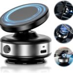 Necomi 360° Electric Magnetic Vacuum Phone Holder, Double Sided Attachment Car Phone Mount, Hands Free Magnetic, Double Sided Holder for Car Dashboard Mounting, Smooth Surfaces (Silver)