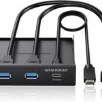 GRAUGEAR 3.5 Inch Front Panel USB Hub, Internal USB Hub with 20Gbps USB3.2 Gen2 USB-C and USB 3.0 Ports, USB3.2 Type-E Key-A 20-Pin Header & USB3.0 Header Required, Fits 3.5" PC Computer Case [G-MP01]