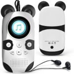 RUIZU 64GB MP3 Player for Kids, Cute Panda Portable Child Music Player with Bluetooth 5.3, Speaker Built-in, FM Radio, Voice Recorder, Alarm Clock, Stopwatch, Pedometer, Support 64GB Micro SD Card