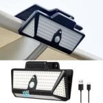 Clip on Solar Lights Outdoor, 208LEDs Motion Sensor Outdoor Security Light, 1000LM Bright Solar & USB Powered Flood Light, IP65 Waterproof Wall Lights for Bakcyard Fence Garage Camping(1-PCS)