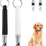 Dog Whistle to Stop Barking Neighbors Dog, 2 Pcs Adjustable Ultrasonic Silent Dog Whistles, Stainless Steel Professional Dog Training Whistle for Recall with Lanyard