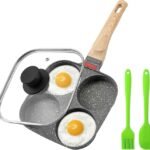 MyLifeUNIT Egg Pan, 4-Cup Egg Frying Pan with Lid, Nonstick Aluminium Alloy Egg Cooker for Breakfast, Pancake, Burger, Sandwiches, Suitable for Gas Stove & Induction Cookware