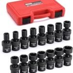 CASOMAN 15 PCS 1/2" Drive Standard Universal Impact Socket Set, 6 Point, Metric,10-24mm