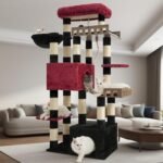 Gitelsnour Cat Tree, Heavy-Duty Cat Tower for Large Adult Cats, Main Coon Cat Tree Tower with Hammock, 2 Big Perches, 2 Cat Condos forIndoor Cats 20 lbs+, 15 Scratching Posts, Black (Gothic) GCT033BR