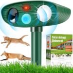 Cat Repellent Garden Ultrasonic Fox Repellant Cat Deterrent Pet Animal Deterants Solar Powered & Waterproof Flashing Light Outdoor Farm Yard, Effective for Cats, Dogs, Foxes, Birds