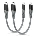 Short USB C to Lightning Cable 0.3M 2Pack USB-C to Lightning Cable Apple MFi Certified iPhone iPhone Charger Cable for Power Bank, for iPhone 14 13 12 Mini Pro Max 11 X XS XR 8 iPad iPod