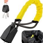 KAYCENTOP Car Steering Wheel & Seat Belt Lock, Seat Buckle Lock, Compact & Lightweight Security Lock wiht 3Keys,17" Universal Anti-Theft Device for Vehicles, SUVs, Golf Carts (Yellow)