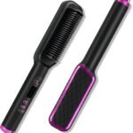 PRO Hair Straightener Brush, Ionic Straightening Brush & Hair Iron 2-in-1 with Nano Titanium Coating for Even Heat, Anti-Scald Professional Hair Tools for Styling Australia Standard Plugs