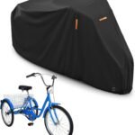 Adult Tricycle Electric Trike Cover, Bike Storage Outdoor Waterproof, Windproof Bicycle Protective, Dustproof Bike Covers Black