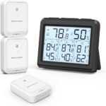 ORIA Digital Thermometer Hygrometer, Indoor Outdoor Thermometer with 3 Wireless Sensors, Temperature Humidity Monitor Gauge with Backlight, Max/Min Record, Comfort Indicator, for Home, Office -Black