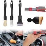 5Pcs Car Interior Detailing Cleaning Brush Kit, Soft Bristles Auto Detailing Brush Set, Scratch Free Vehicle Dust Removal Brushes, Crevices Cleaning Brush Supplies for Dashboard, Air Vents
