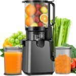 Cold Press Juicer, 1.8L Slow Juicer Machines, 350W Juice Extractor Machine,13CM Large Feed Chute Fit Whole Vegetables and Fruits, 99% High Juice Yield, Easy to Clean(Grey)