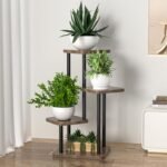 Plant Stand Indoor Plant Shelf Multiple Flower Pot Holder Shelves Rack, Planter Shelf Display Rack Storage Organizer for Garden Corner Balcony Living Room (4 Tier-Black)