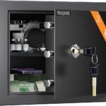 WASJOYE 22L Home Safe with Key Lock, Steel Security Safe Box for Cash, Documents & Valuables, Anti-Theft Personal Safe with Spare Keys & Removable Shelf for Home Office Hotel